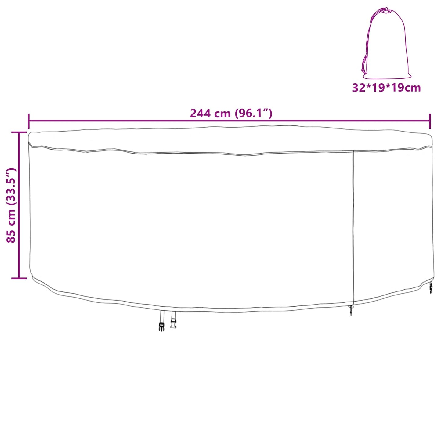vidaXL Κάλυμμα επίπλων 244 x 244 x 85 εκ. Υφασμα Oxford 210D Γύρος