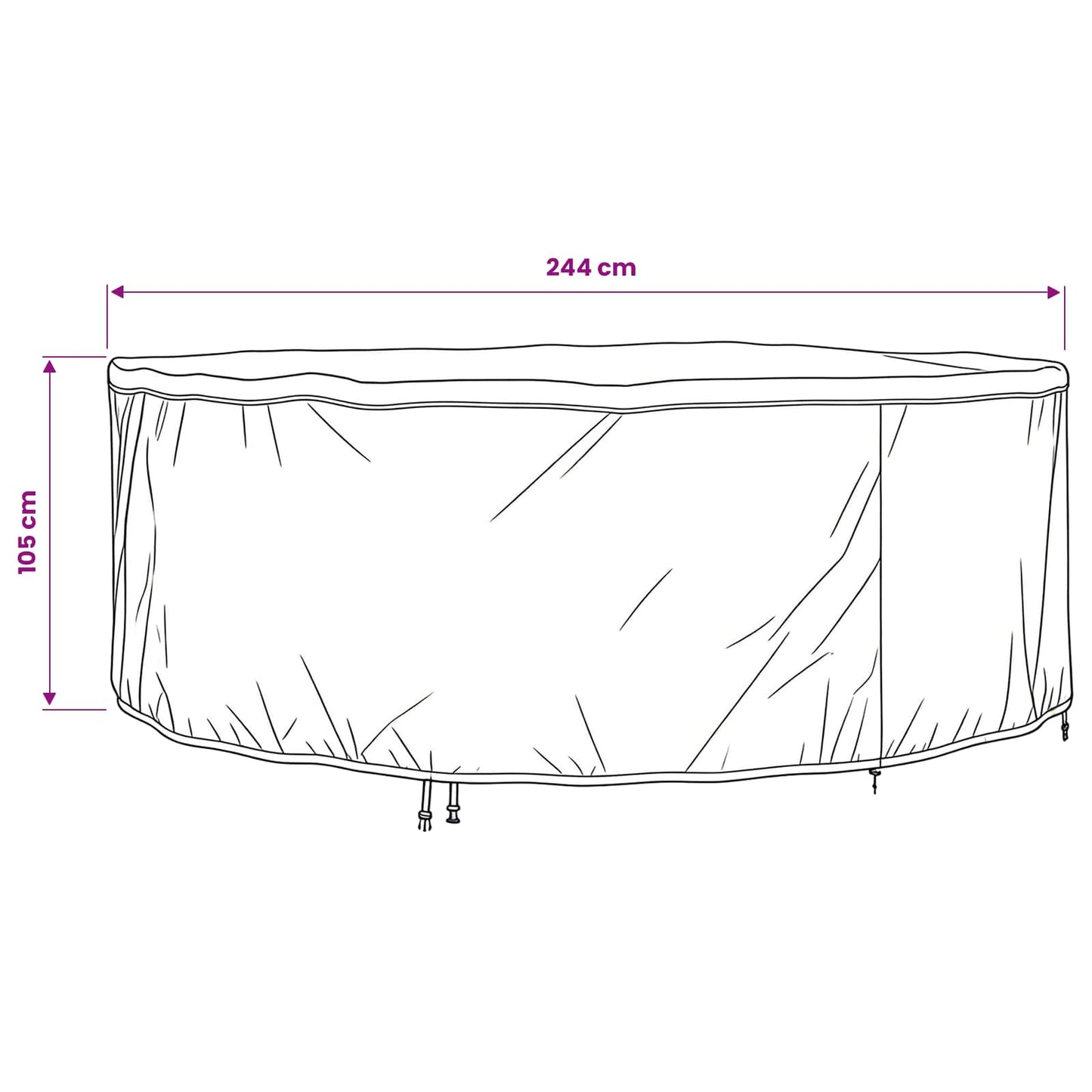 vidaXL Κάλυμμα επίπλων Μαύρο 244 x 244 x 105 εκ. Υφασμα Oxford 420D