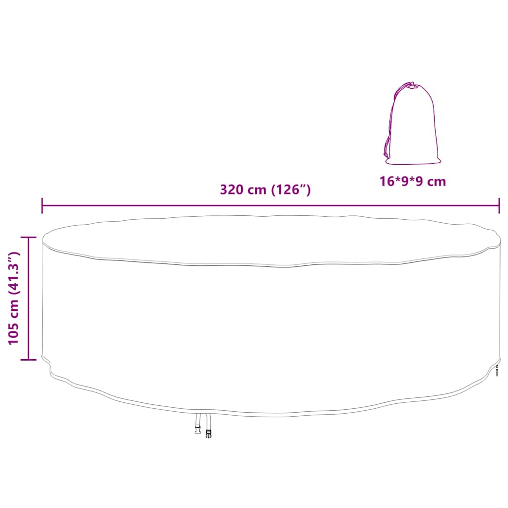 vidaXL Κάλυμμα επίπλων εξωτερικού χώρου 320 x 320 x 105 εκ.