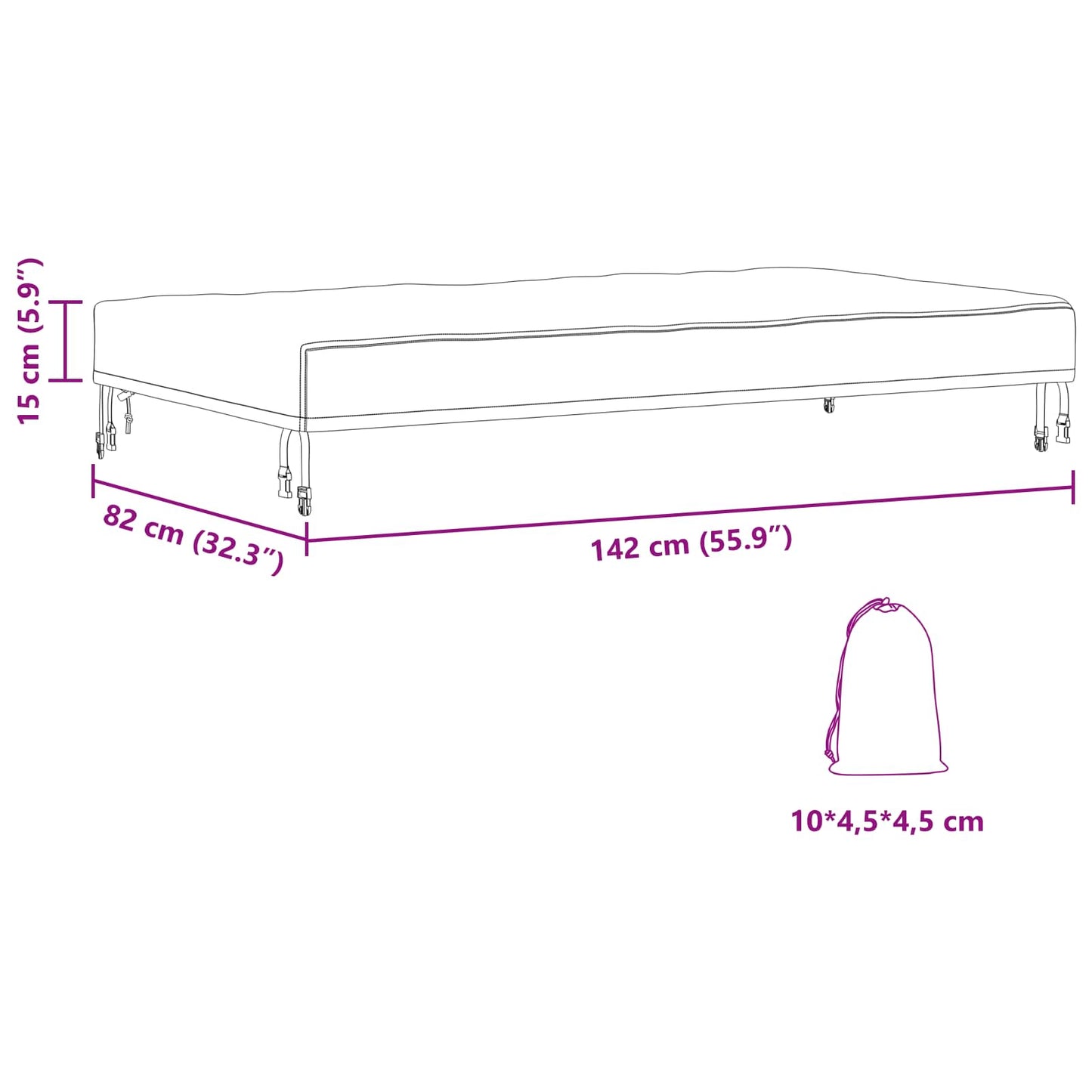 vidaXL Κάλυμμα επίπλων εξωτερικού χώρου 142 x 82 x 15 εκ.