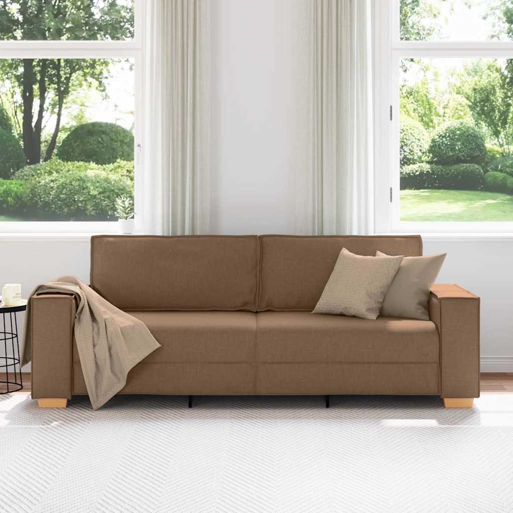 vidaXL 3-Θέσιος καναπές Καφέ 220 cm ύφασμα