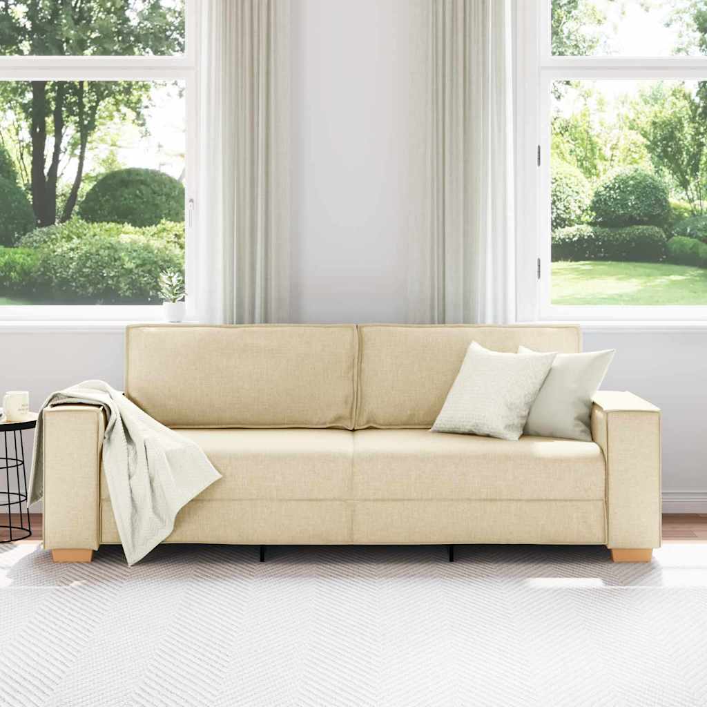 vidaXL 3-Θέσιος καναπές Κρεμ 220 cm ύφασμα