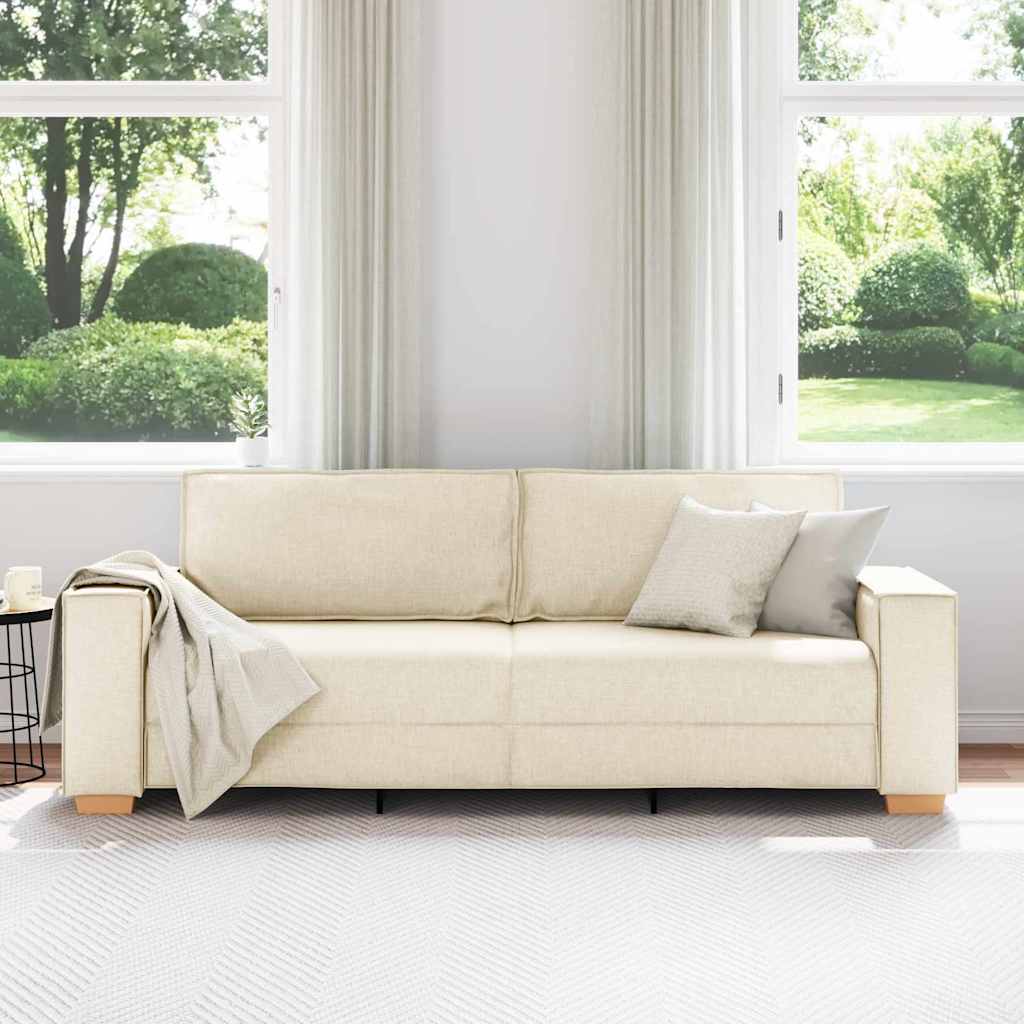 vidaXL 3-Θέσιος καναπές Μπεζ 220 cm Ύφασμα μείγματος λινών