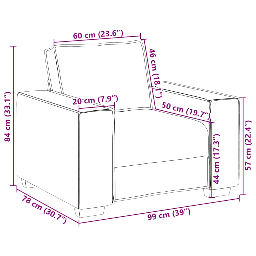 vidaXL Πολυθρόνα Καφέ Βελούδινη 100 x 78 x 84 εκ.