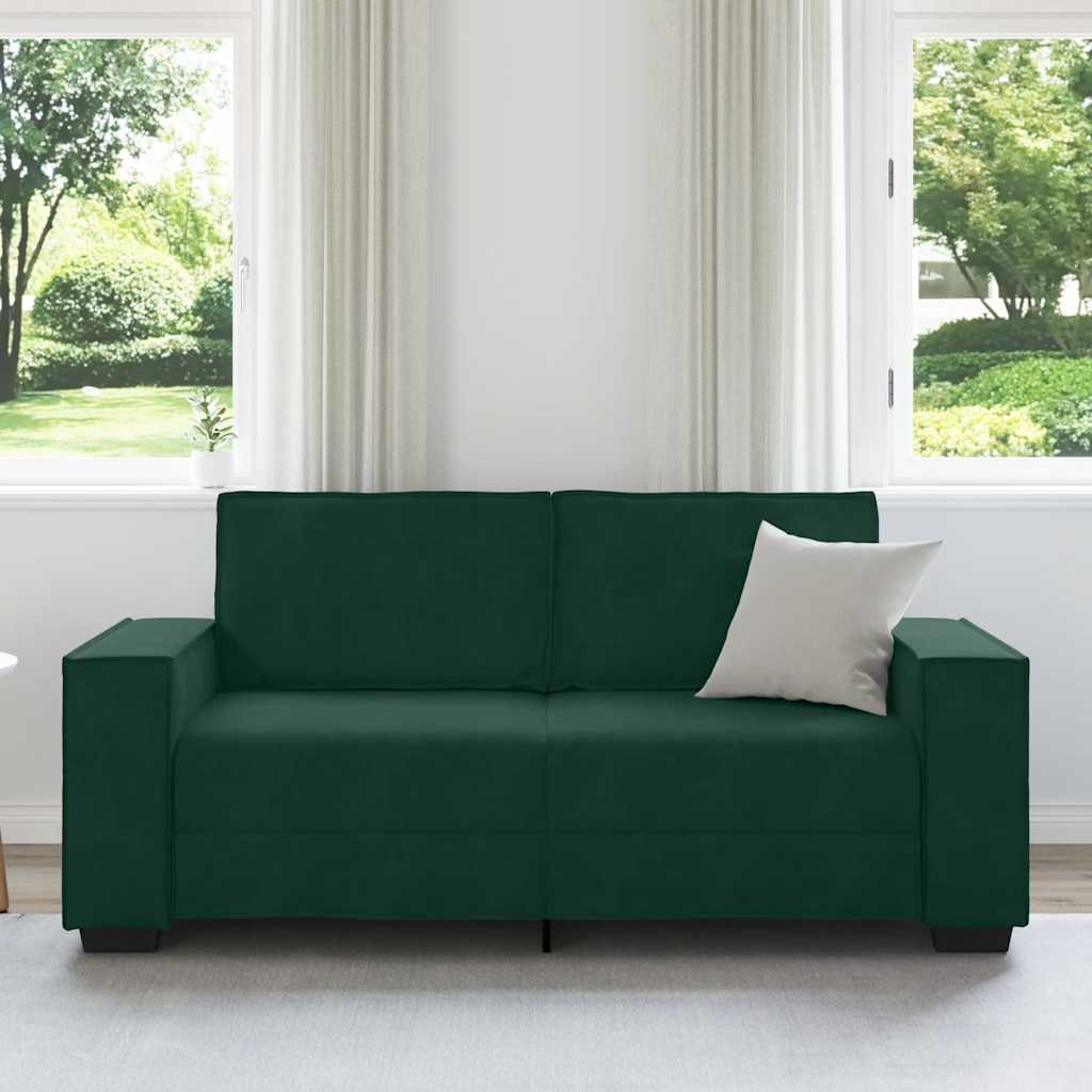 vidaXL Διθέσιος Καναπές Σκούρο Πράσινο 180x78x84 εκ. Βελούδο