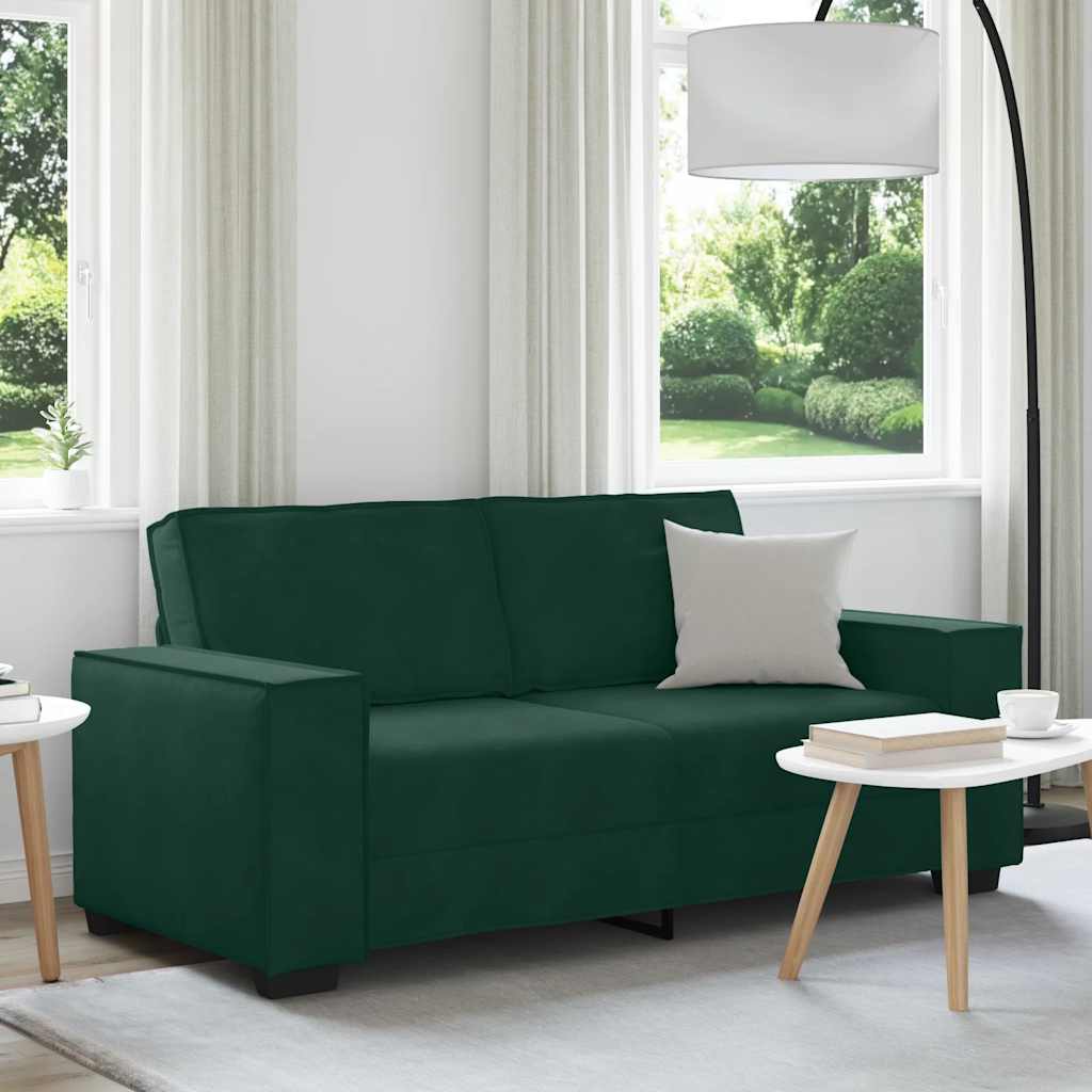 vidaXL Διθέσιος Καναπές Σκούρο Πράσινο 180x78x84 εκ. Βελούδο