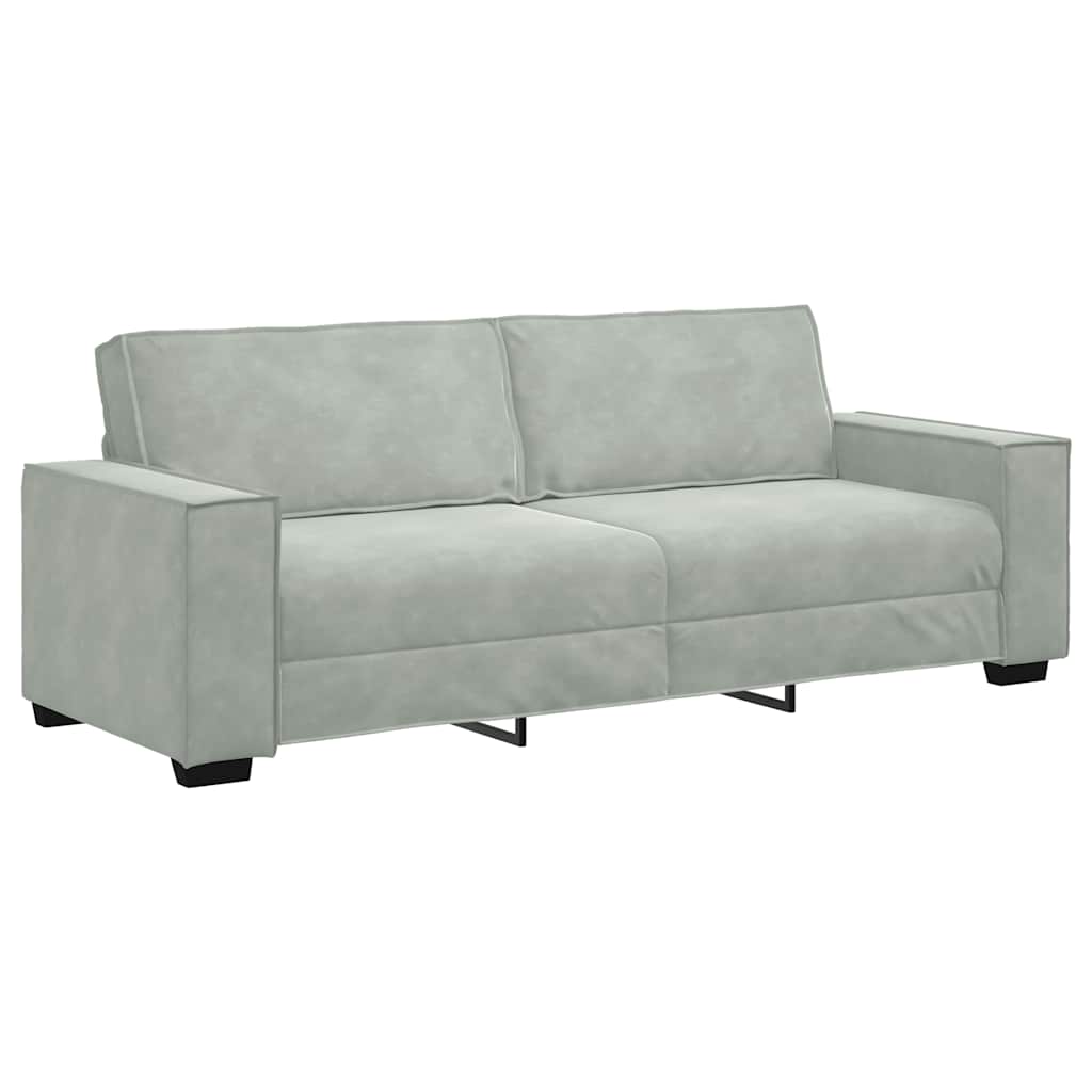 vidaXL Τριθέσιος Καναπές Ανοιχτό Γκρι 220x78x84 εκ. Βελούδο