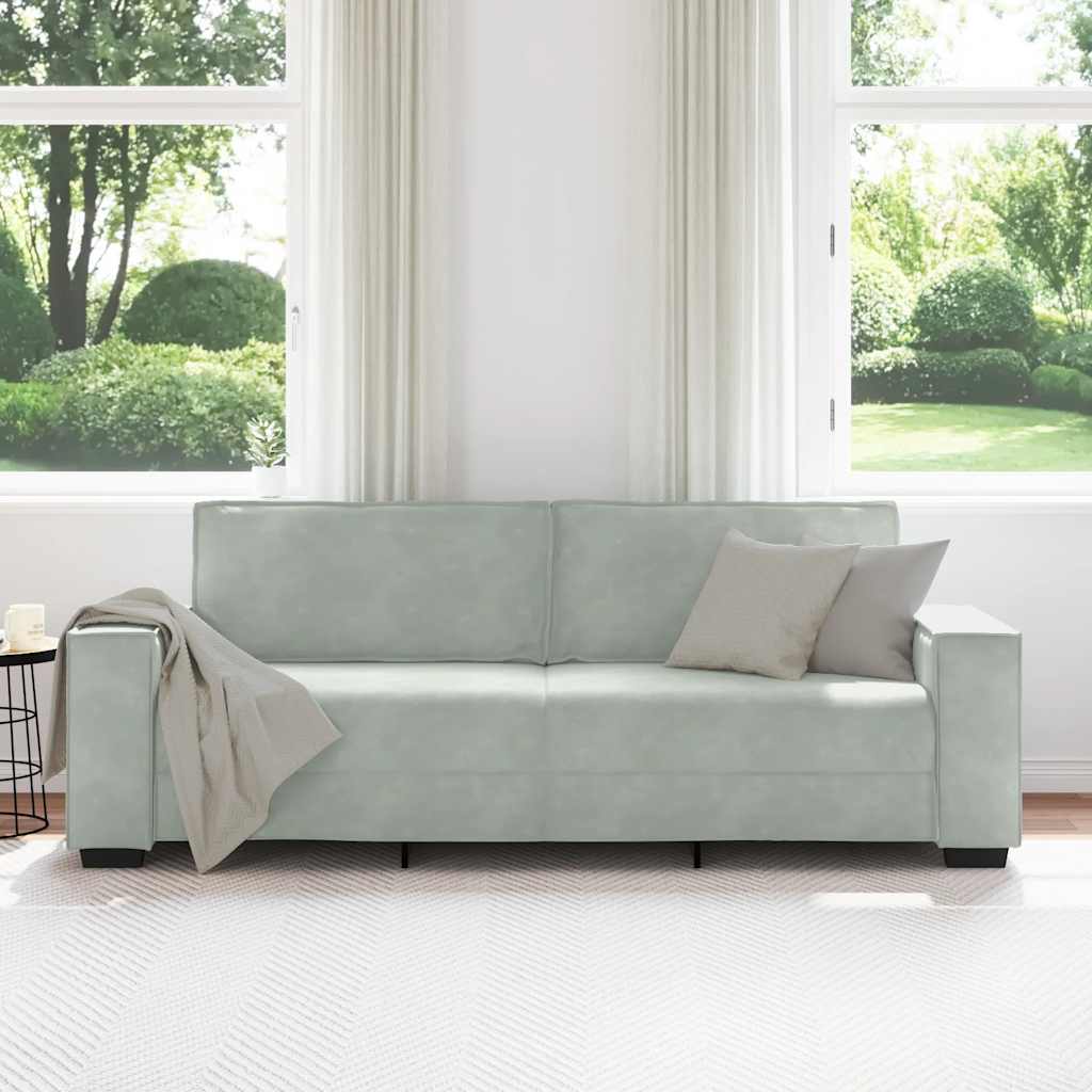 vidaXL Τριθέσιος Καναπές Ανοιχτό Γκρι 220x78x84 εκ. Βελούδο