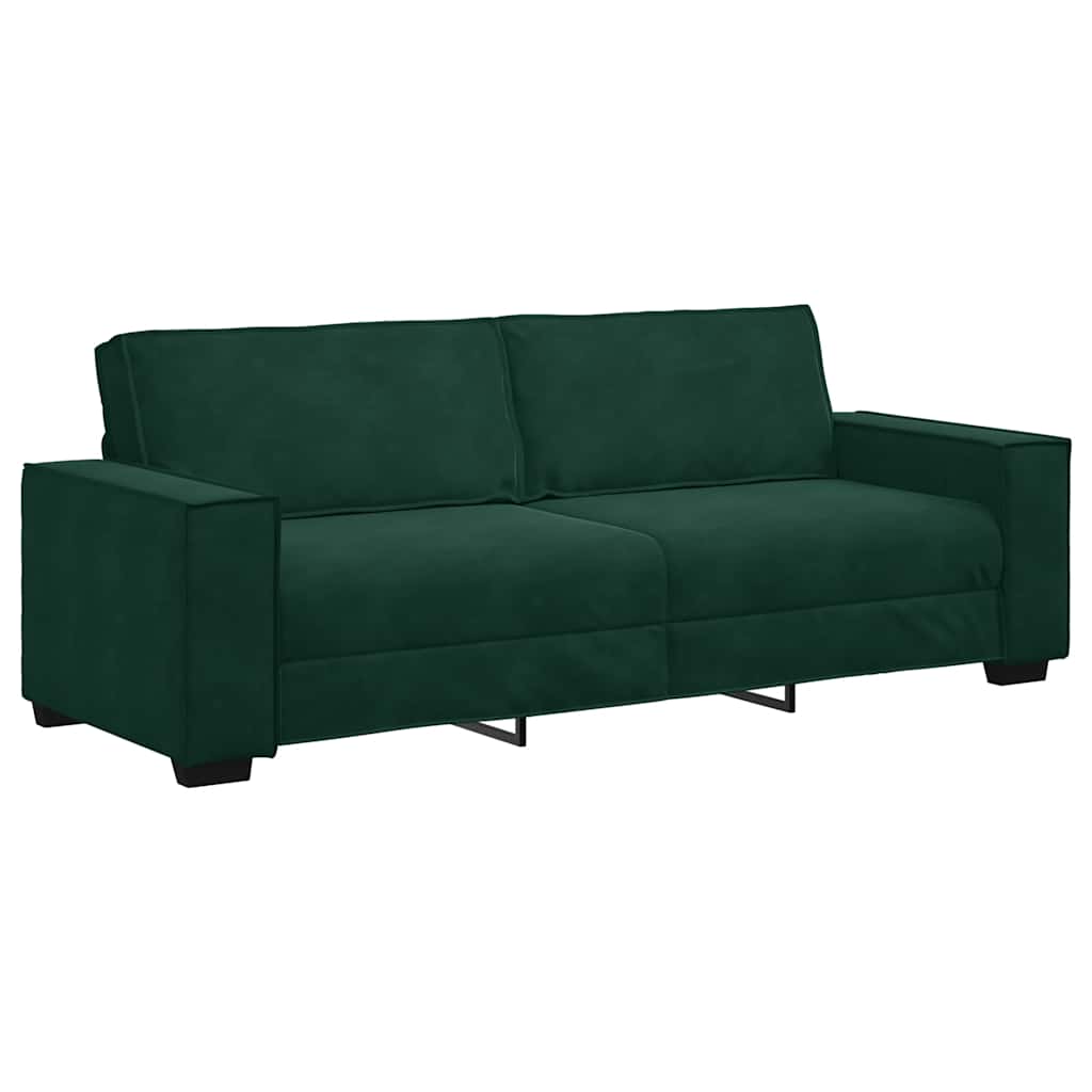 vidaXL Τριθέσιος Καναπές Σκούρο Πράσινο 220x78x84 εκ. Βελούδο