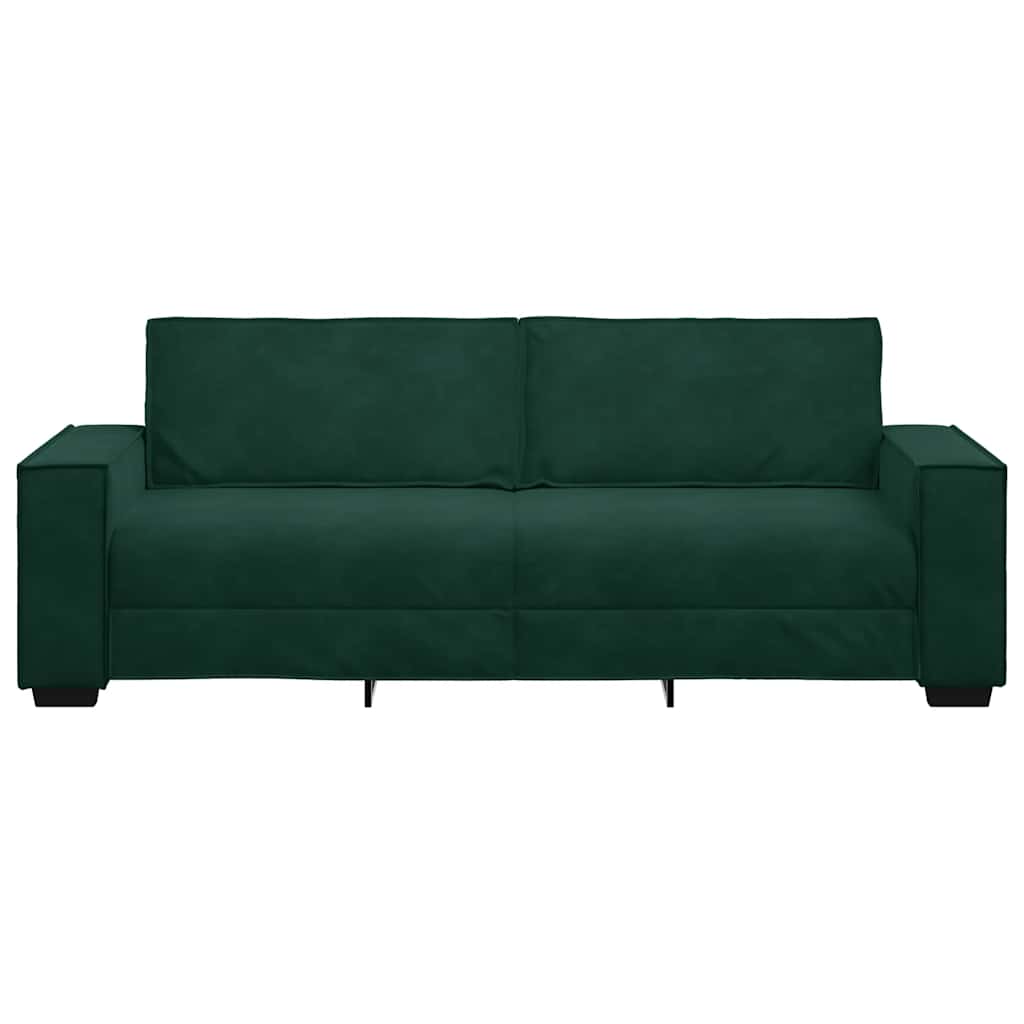 vidaXL Τριθέσιος Καναπές Σκούρο Πράσινο 220x78x84 εκ. Βελούδο