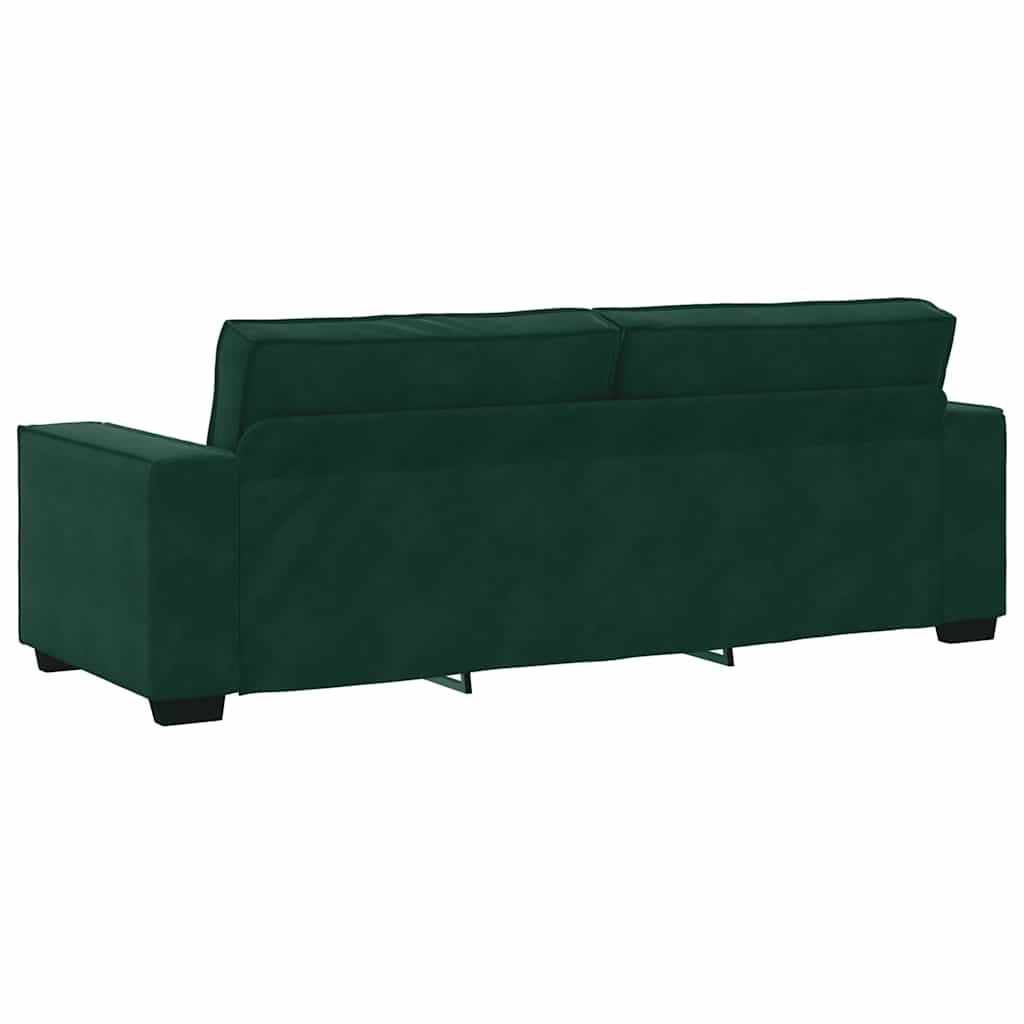 vidaXL Τριθέσιος Καναπές Σκούρο Πράσινο 220x78x84 εκ. Βελούδο