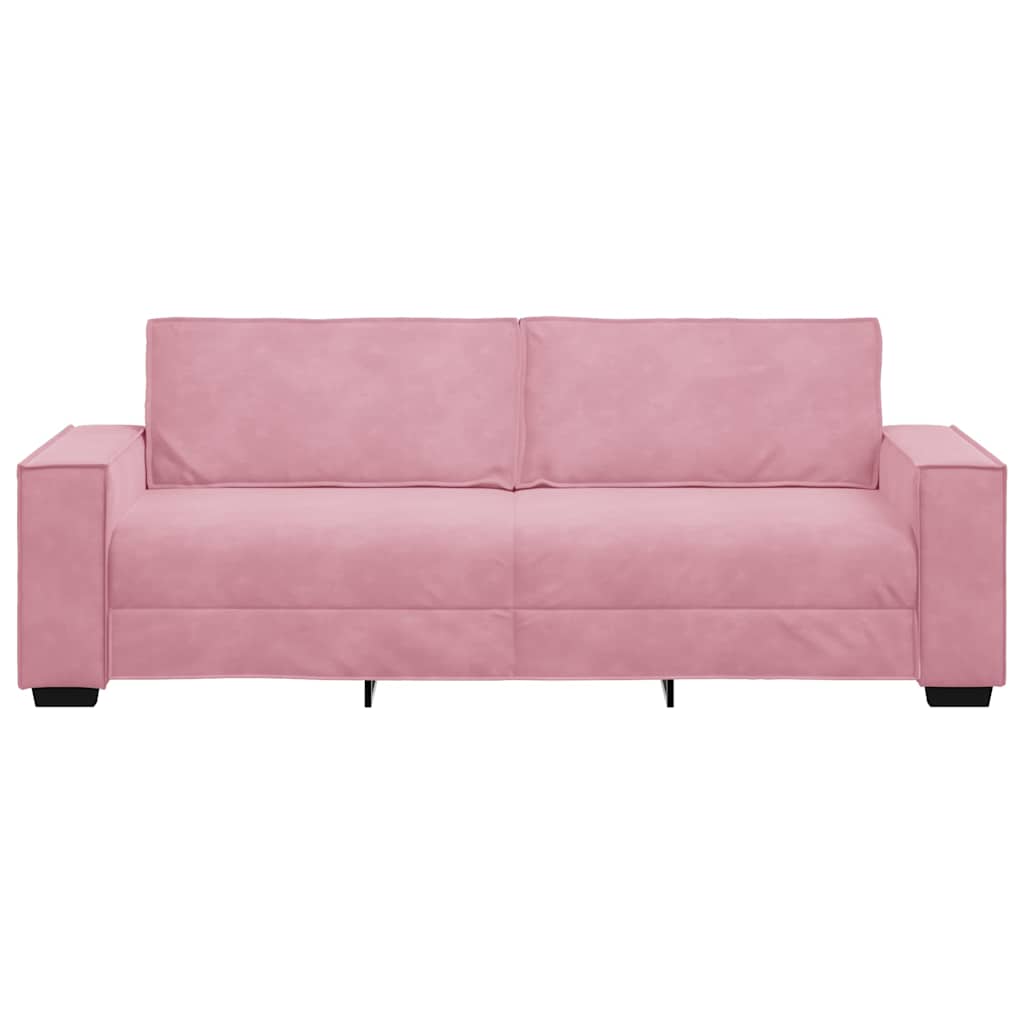 vidaXL Τριθέσιος Καναπές Ροζ Βελούδινος 220x78x84 εκ.