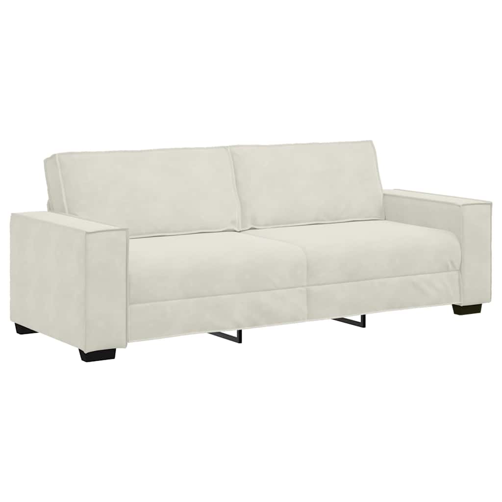 vidaXL Τριθέσιος Καναπές Κρεμ 220x78x84 εκ. Βελούδος