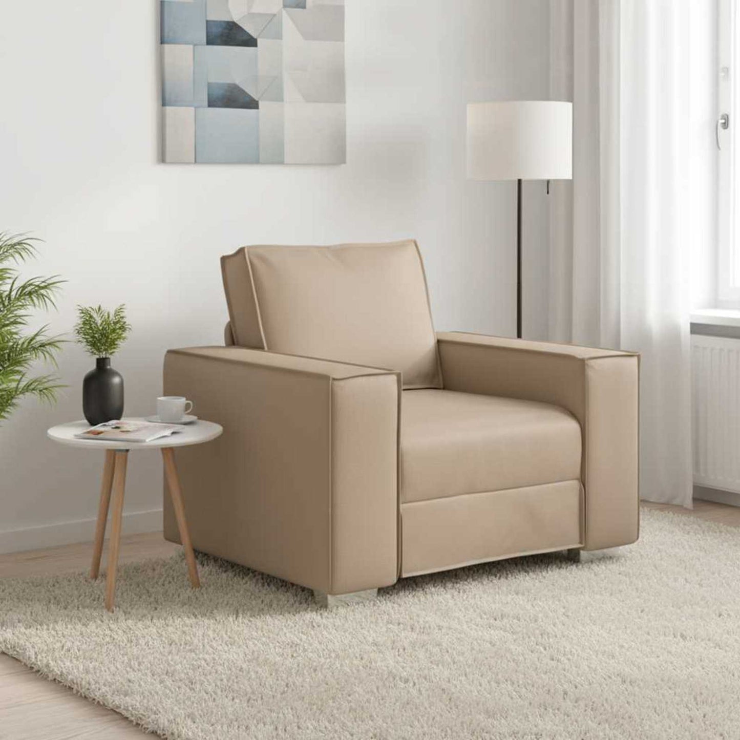 vidaXL Καθίσμα Σαλονιού Καπουτσίνο 100 cm Τεχνητό Δέρμα