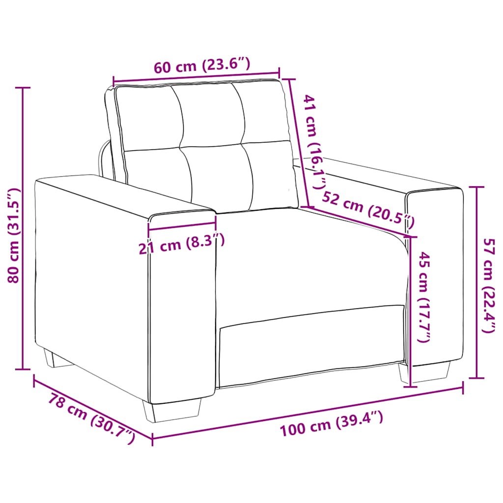 vidaXL Πολυθρόνα-Καναπέ Σκούρο Πράσινο 100x78x80 εκ. Ύφασμα