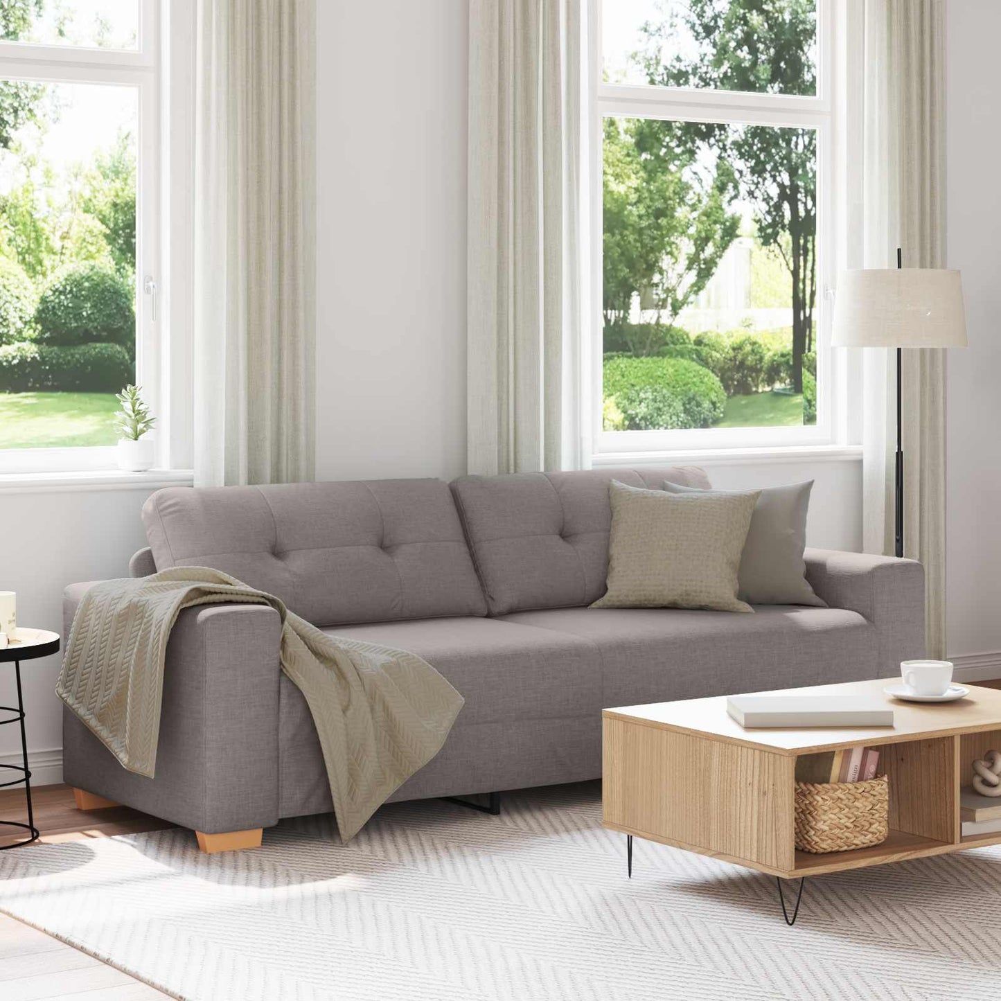 vidaXL 3-Θέσιος καναπές Taupe 220 cm ύφασμα