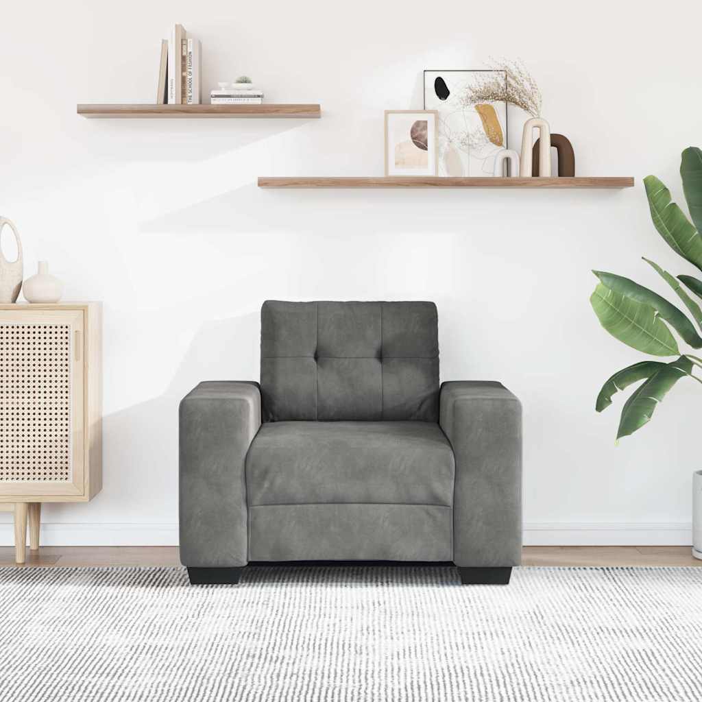 vidaXL Πολυθρόνα Σκούρο Γκρι Βελούδινη 100 x 78 x 80 εκ.
