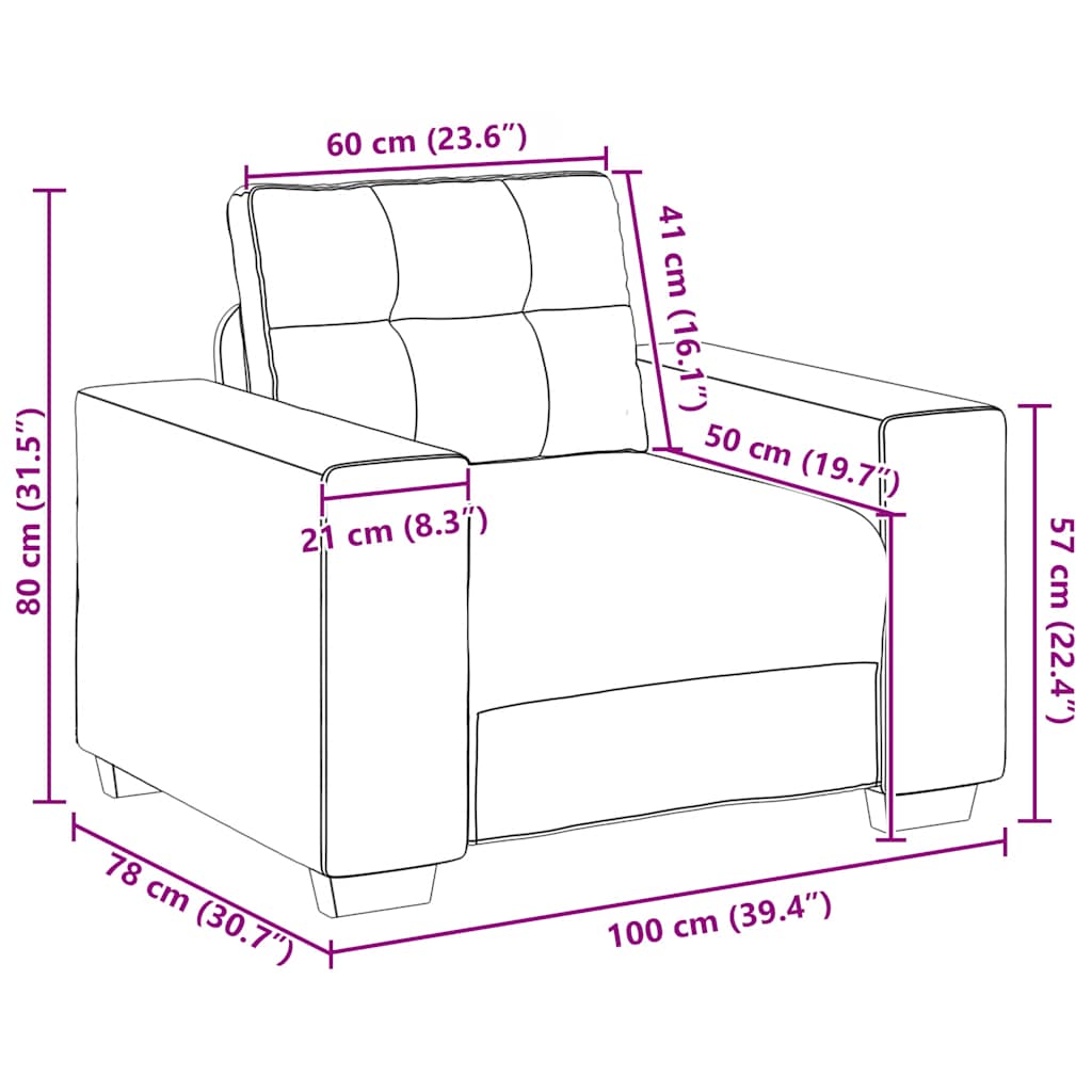vidaXL Πολυθρόνα Κίτρινη Βελούδινη 100x78x80 εκ.