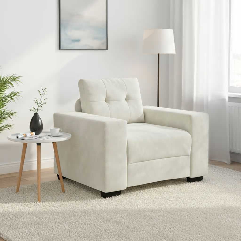 vidaXL Πολυθρόνα-Καναπέ-Κρεμ 100x78x80 εκ. Βελούδο