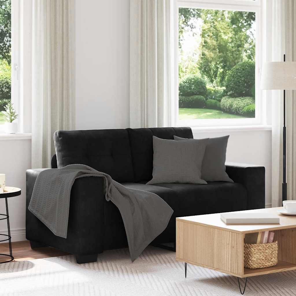 vidaXL Καναπές Διθέσιος Μαύρος Βελούδινος 160 x 77 x 82 εκ.
