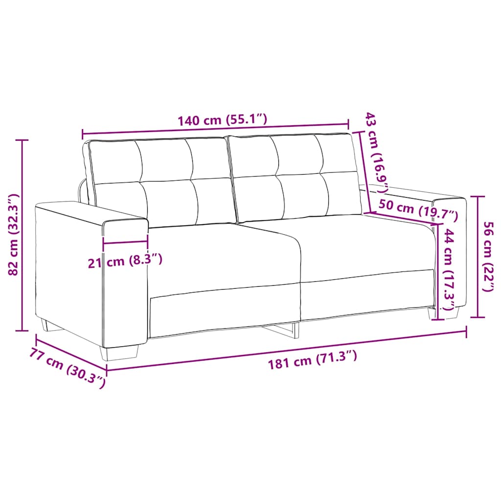 vidaXL Καναπές-Διθέσιος Κίτρινος Βελούδος 180 x 77 x 82 εκ.