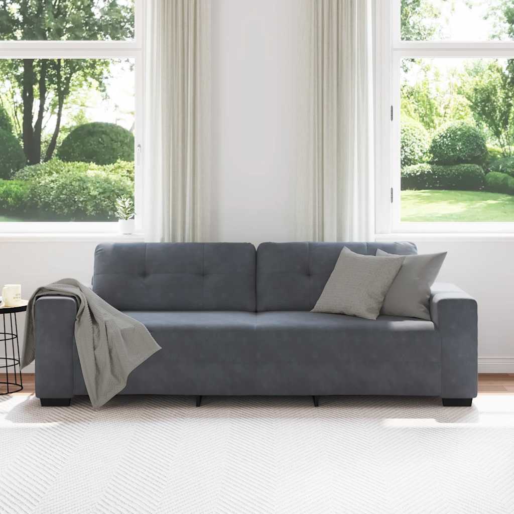 vidaXL Τριθέσιος Καναπές Σκούρο Γκρι 220x78x80 εκ. Βελούδο