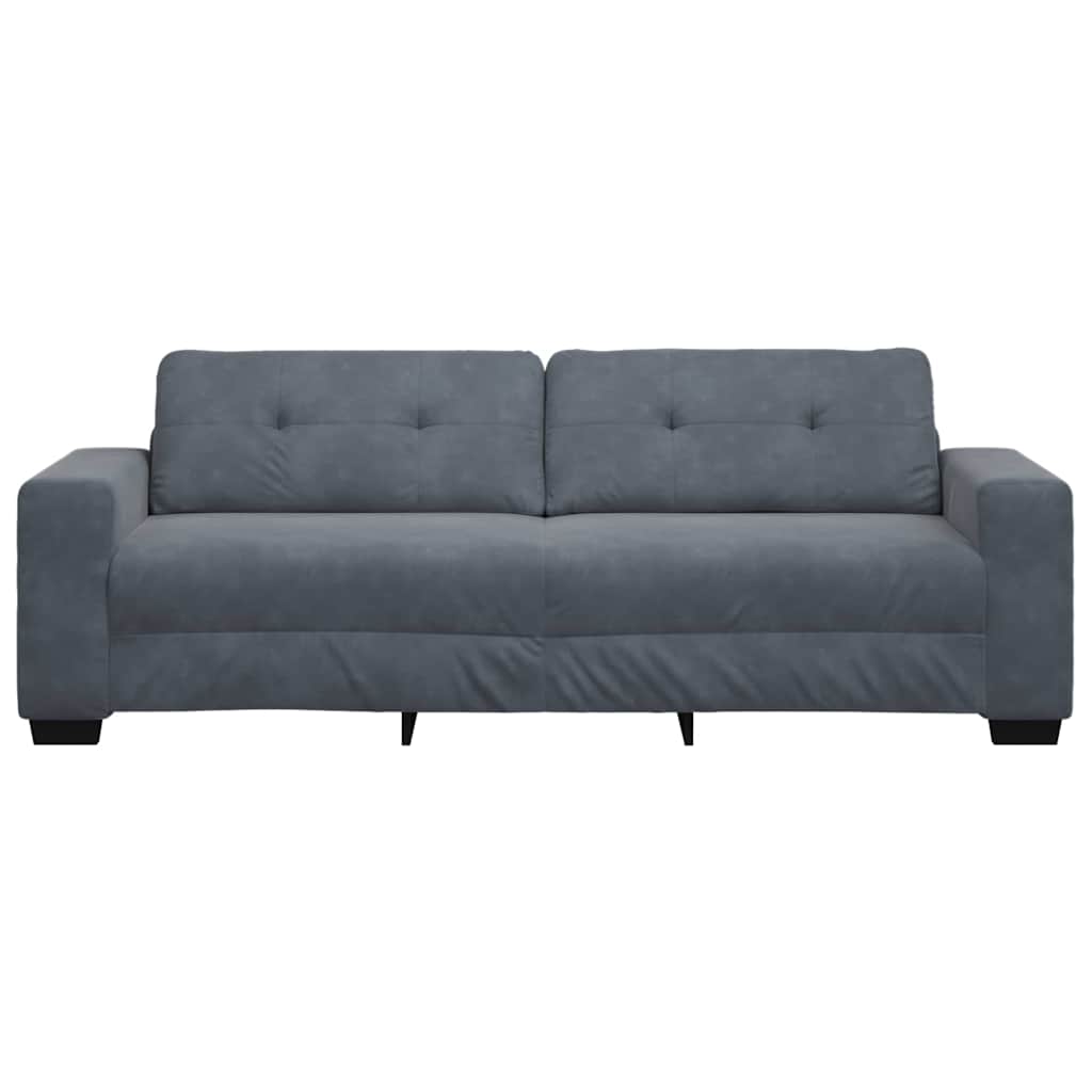 vidaXL Τριθέσιος Καναπές Σκούρο Γκρι 220x78x80 εκ. Βελούδο