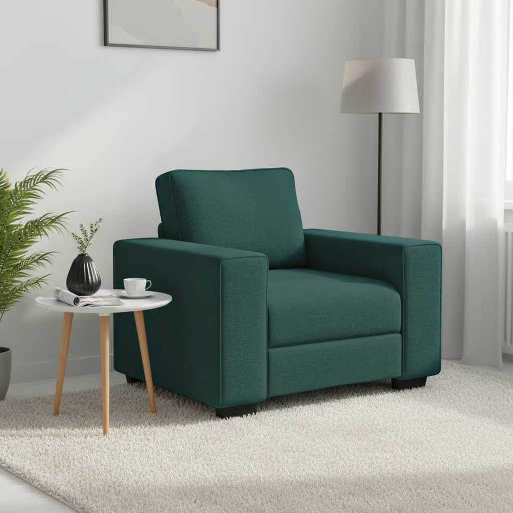 vidaXL Πολυθρόνα-Καναπέ Σκούρο Πράσινο 100x77x82 εκ. Ύφασμα