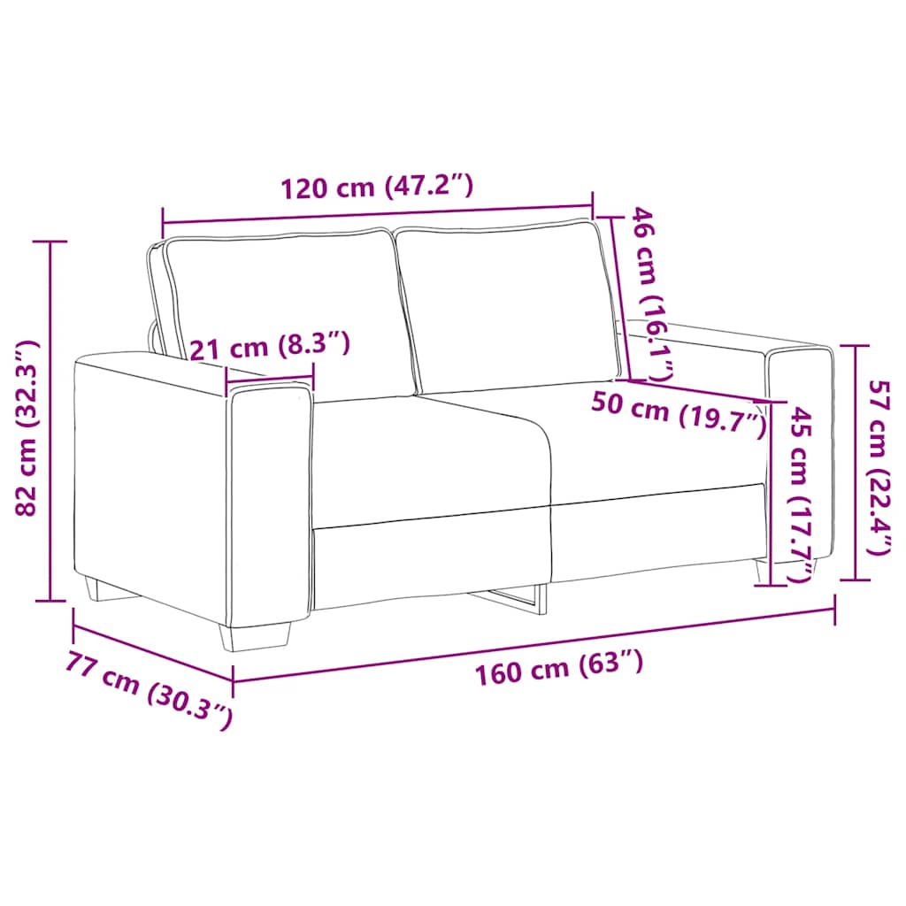 vidaXL Διθέσιος Καναπές Σκούρο Πράσινο 160x77x82 εκ. Ύφασμα