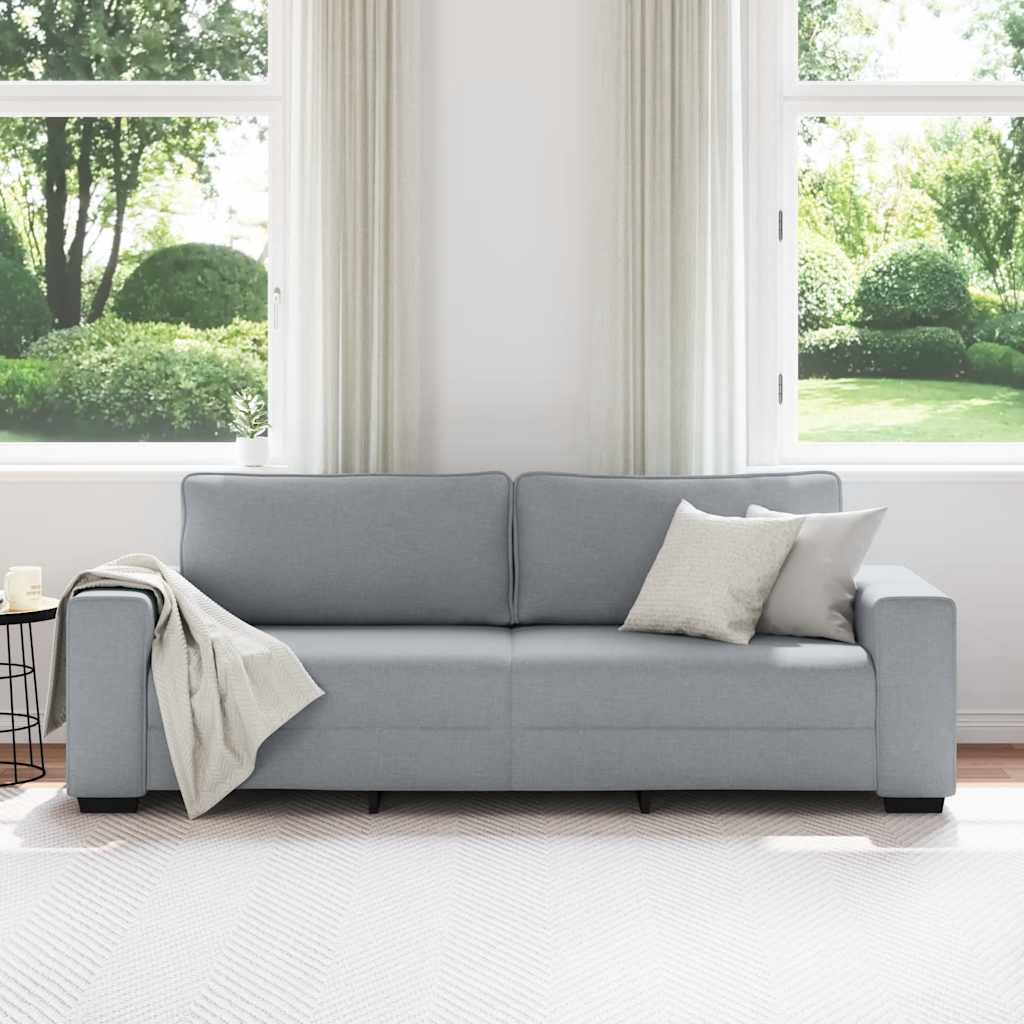 vidaXL Τριθέσιος Καναπές Ανοιχτό Γκρι 220x77x82 εκ. Ύφασμα