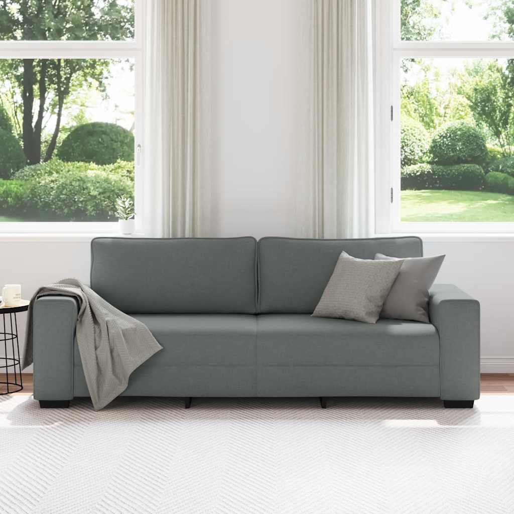 vidaXL Τριθέσιος Καναπές Σκούρο Γκρι 220x77x82 εκ. Ύφασμα