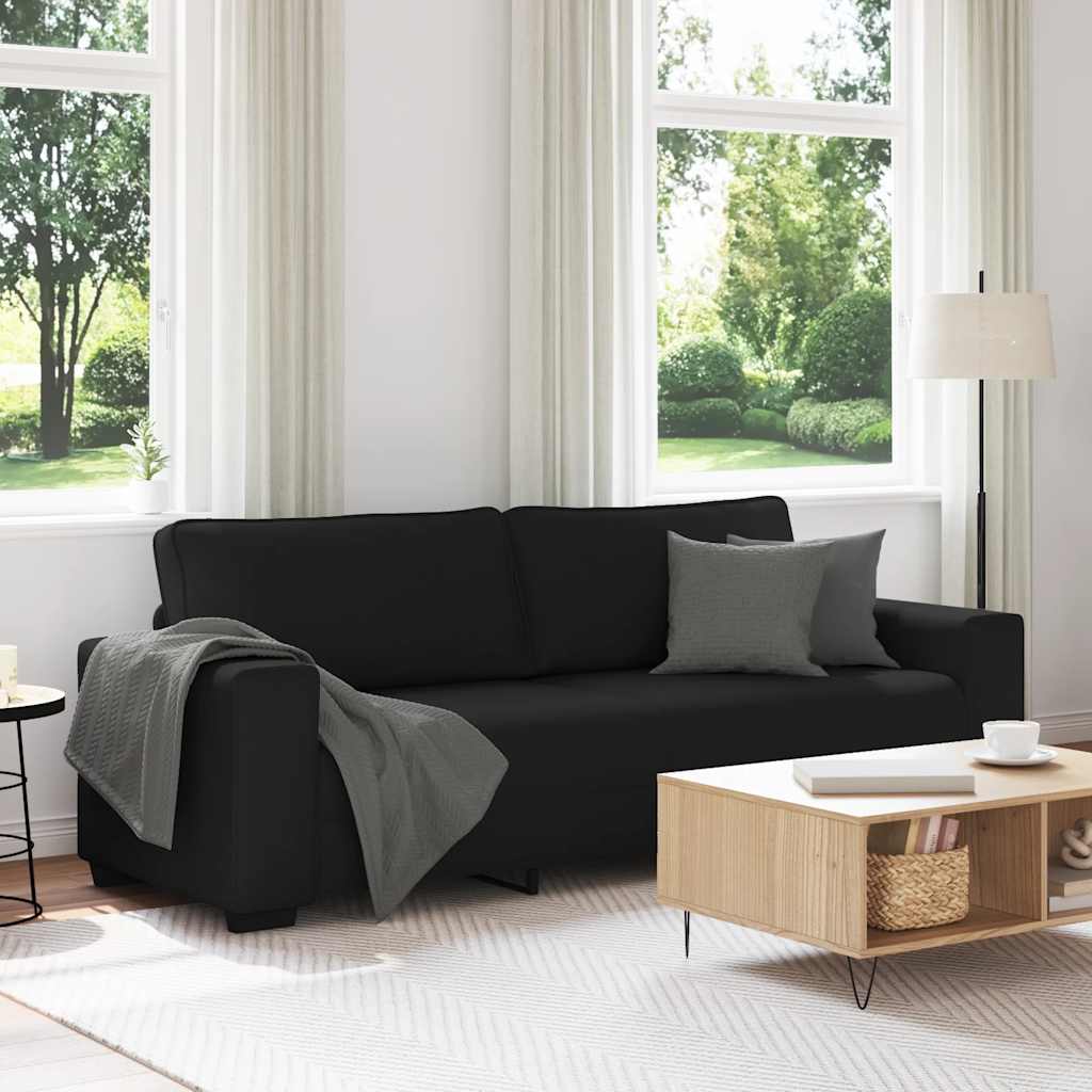 vidaXL Τριθέσιος Καναπές Μαύρος 220x77x82 εκ. Ύφασμα