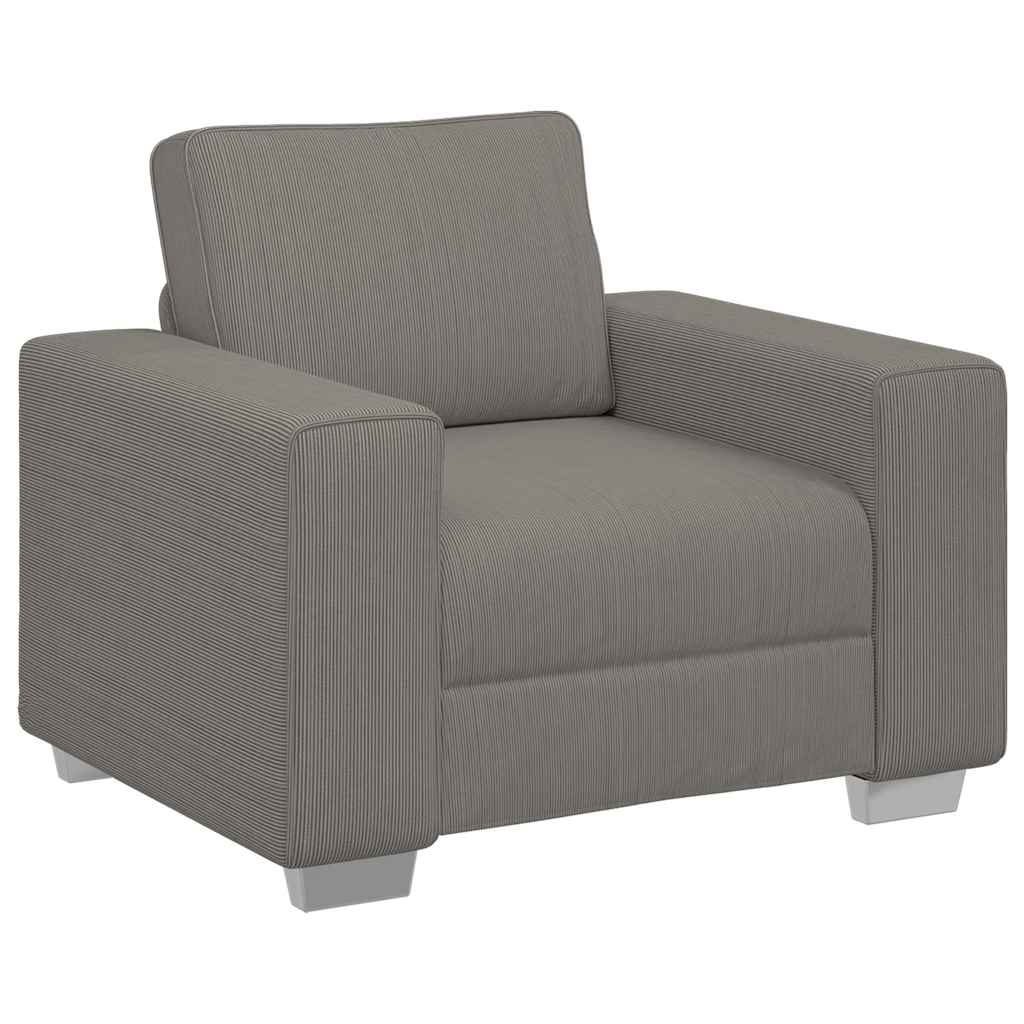 vidaXL Πολυθρόνα Ανοιχτό Γκρι Ύφασμα Κοτλέ 100 x 77 x 82 εκ.
