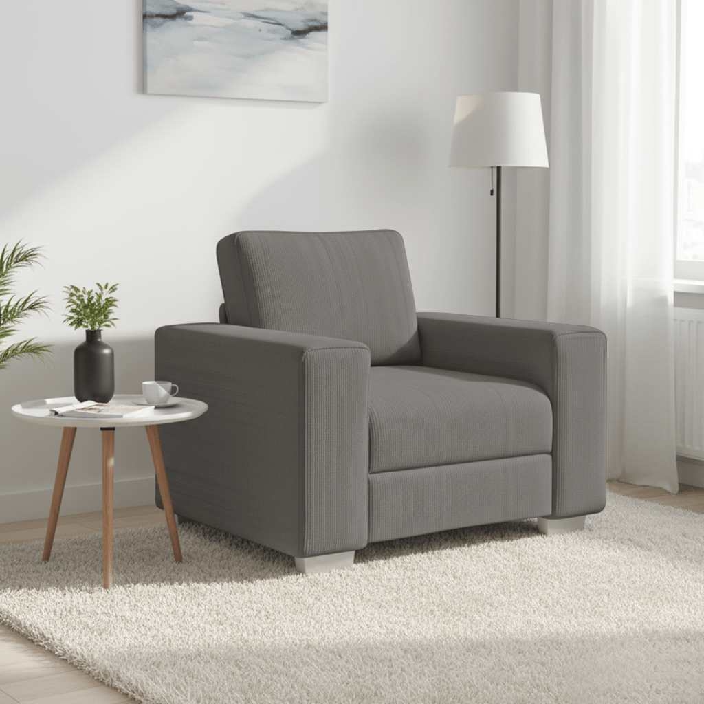 vidaXL Πολυθρόνα Ανοιχτό Γκρι Ύφασμα Κοτλέ 100 x 77 x 82 εκ.