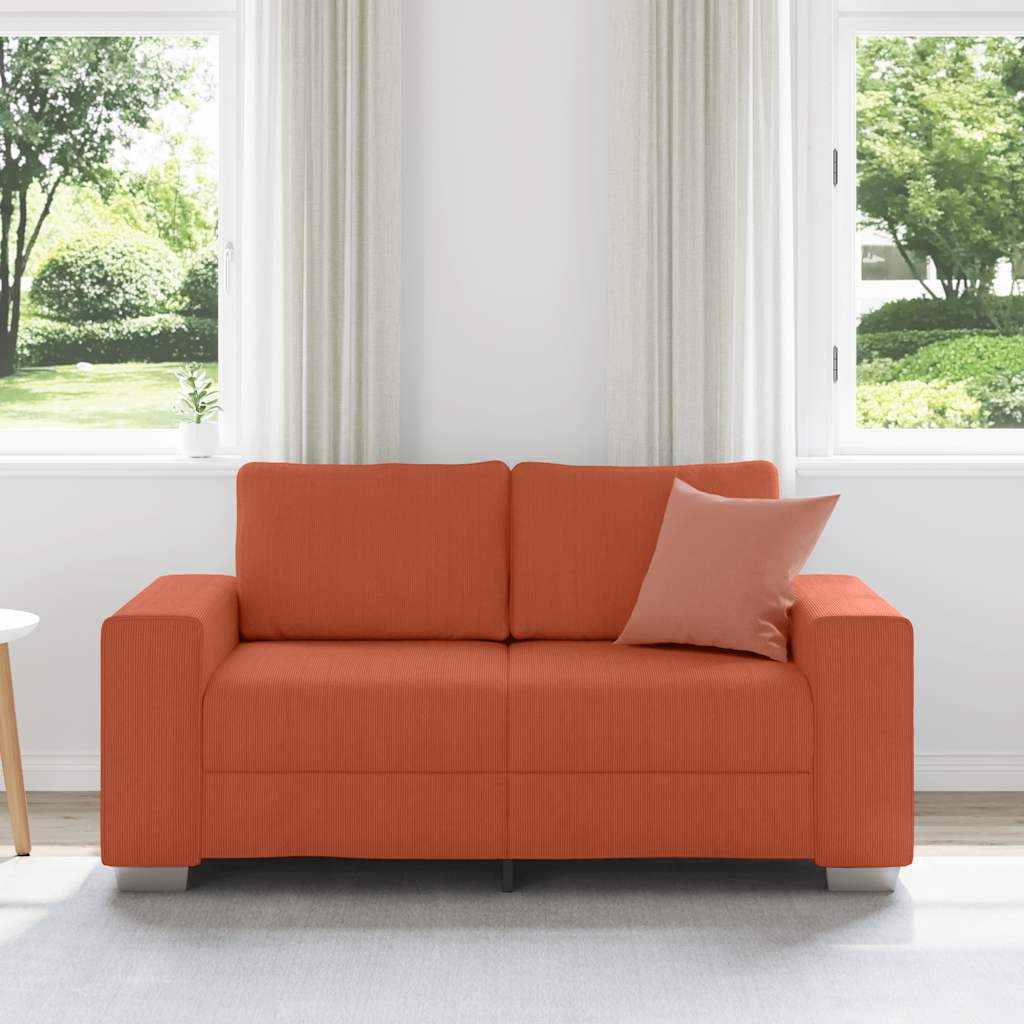 vidaXL Καναπές Διθέσιος Κόκκινος Πορτοκαλί 160 x 77 x 82 εκ. από Ύφασμα Κοτλέ