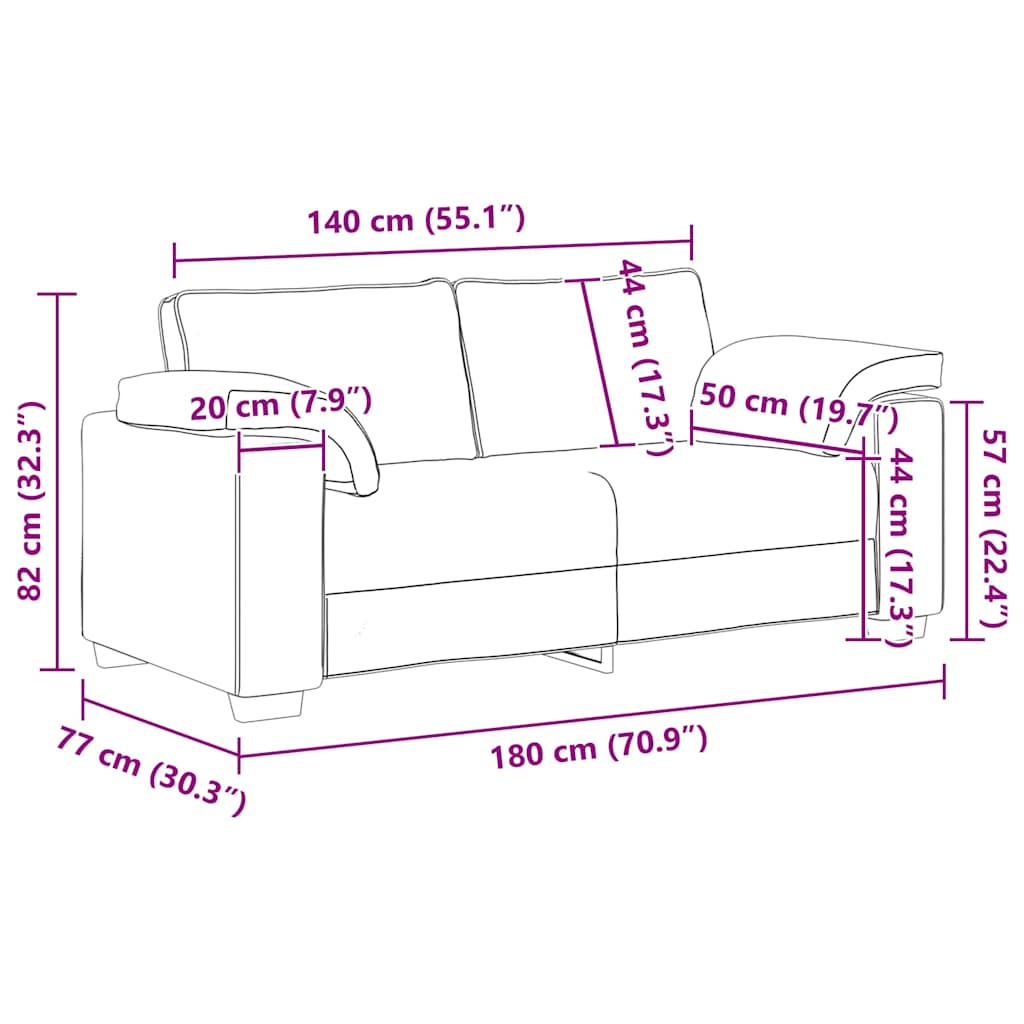 vidaXL Sofa Loveseat σε σκούρο γκρι, 140 cm, ύφασμα