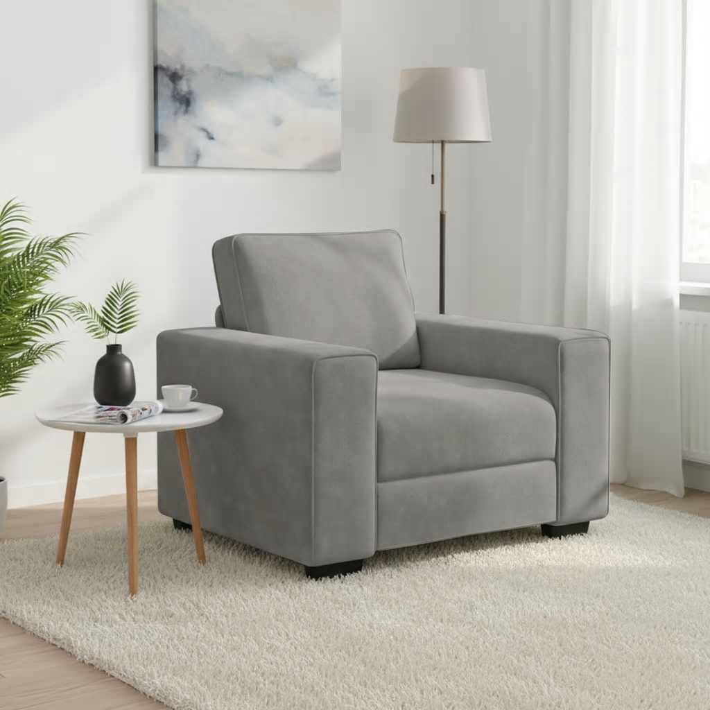 vidaXL Πολυθρόνα Ανοιχτό Γκρι Βελούδινη 100 x 77 x 82 εκ.