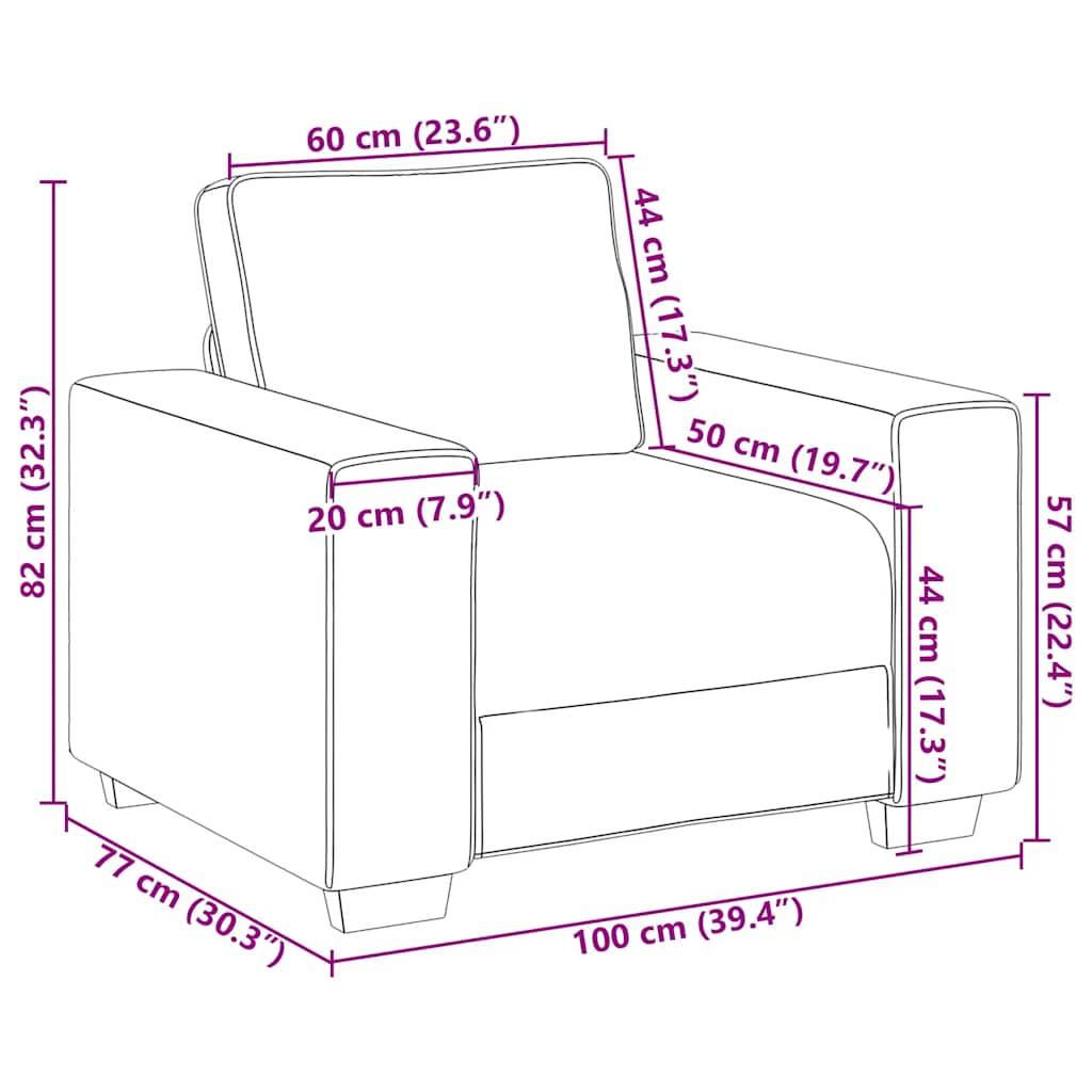 vidaXL Πολυθρόνα-Καναπέ Ροζ Βελούδινη 100x77x82 εκ.