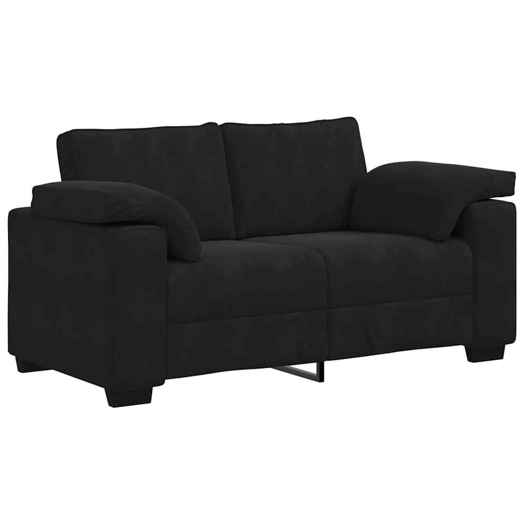 vidaXL Καναπές Διθέσιος Μαύρος Βελούδινος 160 x 77 x 82 εκ.