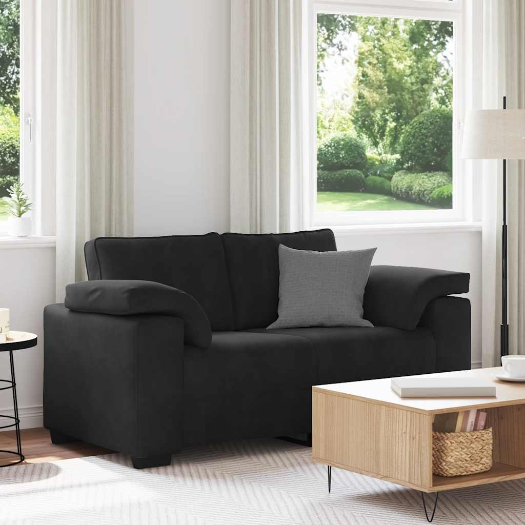 vidaXL Καναπές Διθέσιος Μαύρος Βελούδινος 160 x 77 x 82 εκ.