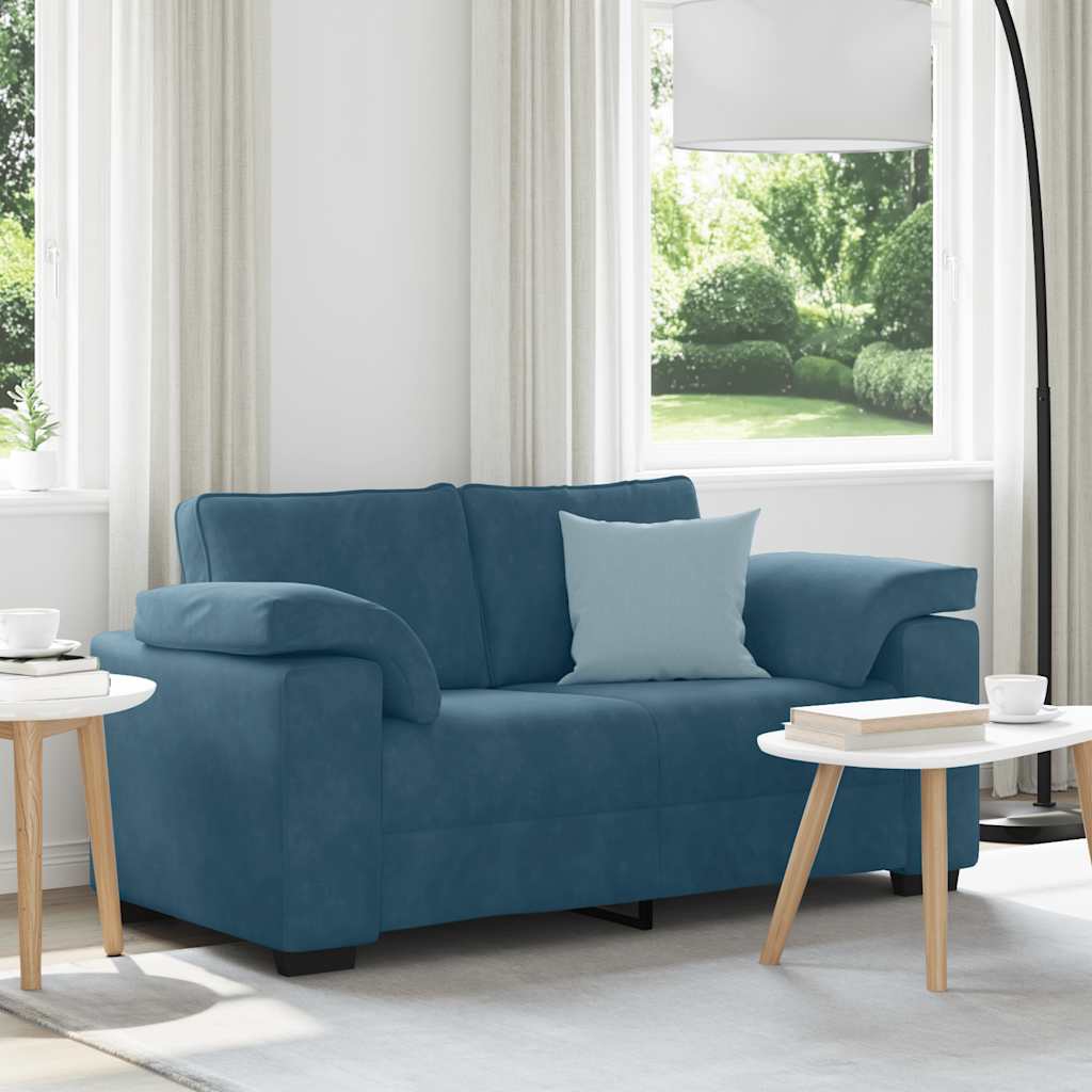 vidaXL Καναπές Διθέσιος Μπλε Βελούδο 160 x 77 x 82 εκ.