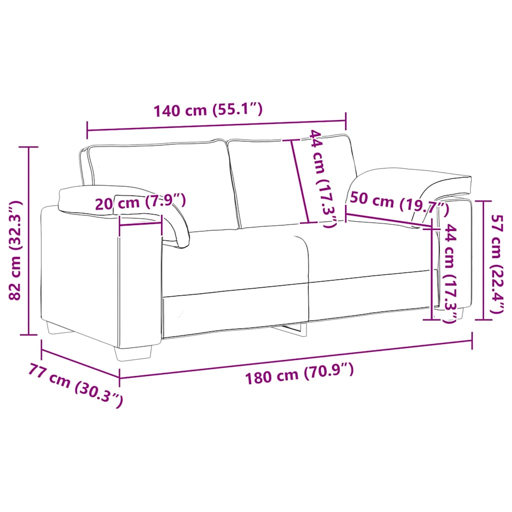 vidaXL Καναπές-Διθέσιος Σκούρο Γκρι Βελούδος 180 x 77 x 82 εκ.