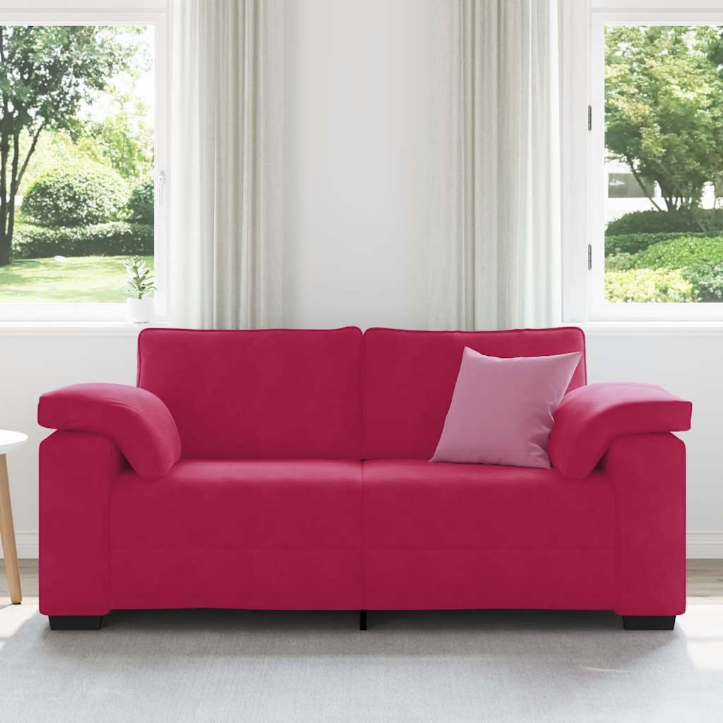 vidaXL Καναπές Διθέσιος Κόκκινος Βελούδος 180 x 77 x 82 εκ.