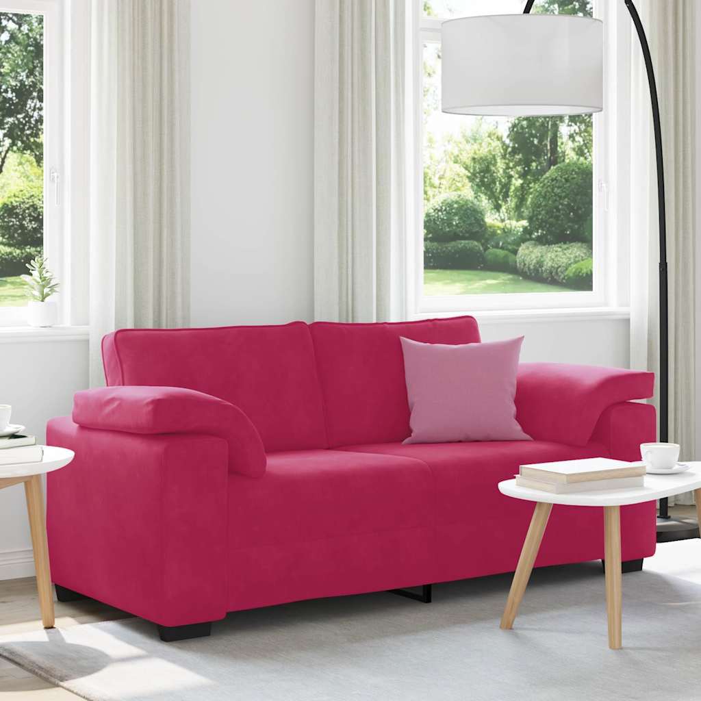 vidaXL Καναπές Διθέσιος Κόκκινος Βελούδος 180 x 77 x 82 εκ.