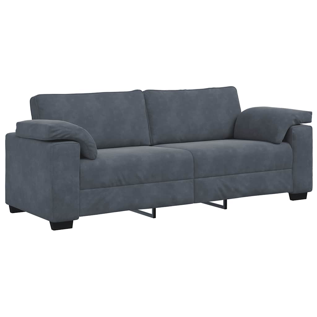 vidaXL Τριθέσιος Καναπές Σκούρο Γκρι 220x77x82 εκ. Βελούδο