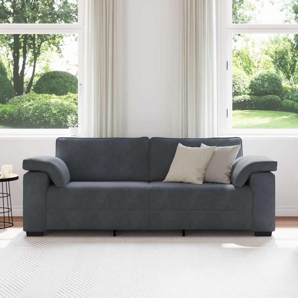 vidaXL Τριθέσιος Καναπές Σκούρο Γκρι 220x77x82 εκ. Βελούδο