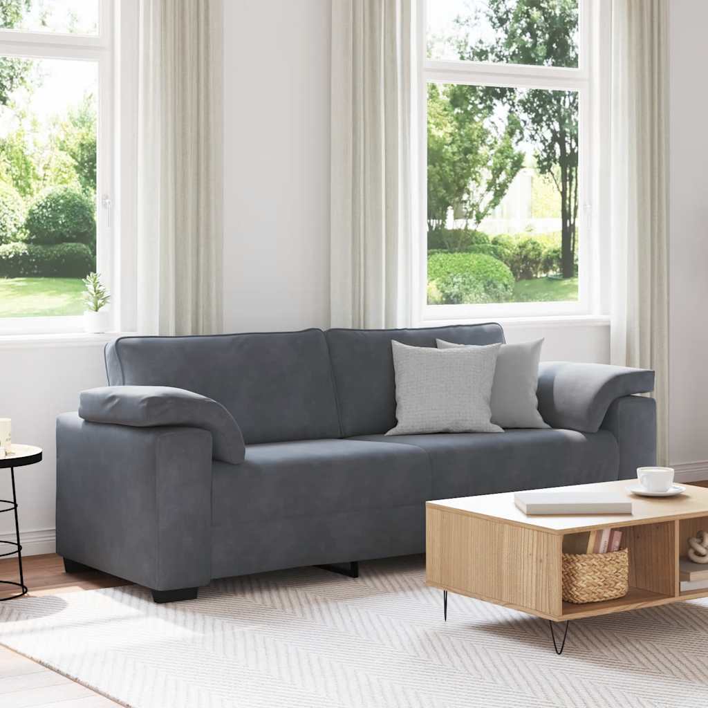 vidaXL Τριθέσιος Καναπές Σκούρο Γκρι 220x77x82 εκ. Βελούδο