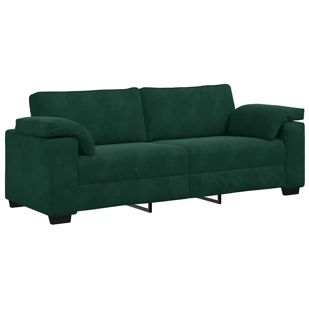 vidaXL Τριθέσιος Καναπές Σκούρο Πράσινο 220x77x82 εκ. Βελούδο