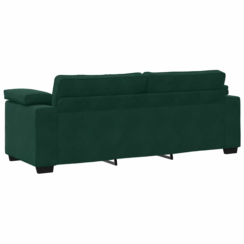 vidaXL Τριθέσιος Καναπές Σκούρο Πράσινο 220x77x82 εκ. Βελούδο