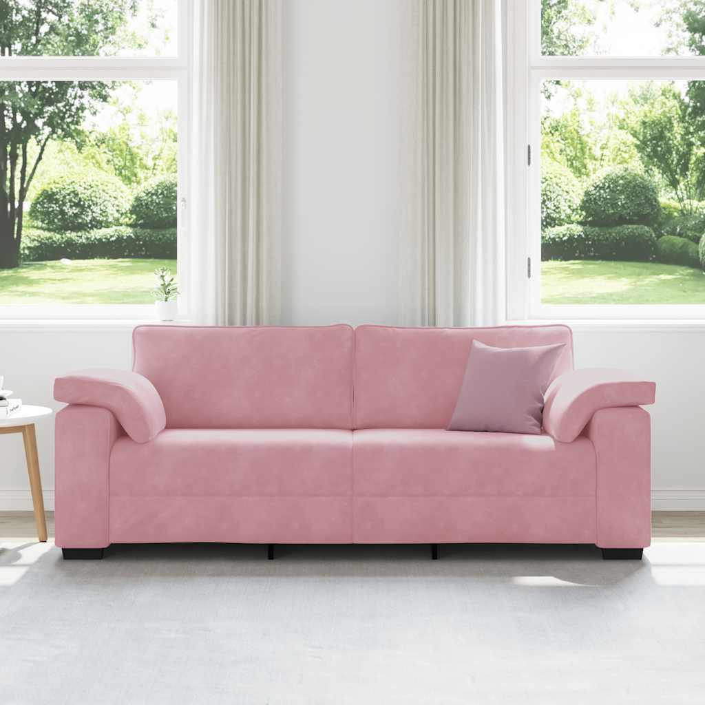 vidaXL Τριθέσιος Καναπές Ροζ Βελούδινος 220x77x82 εκ.